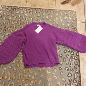 purple balloon sleeve sweater